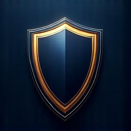 Art Deco style shield icon symbolizing data protection and security